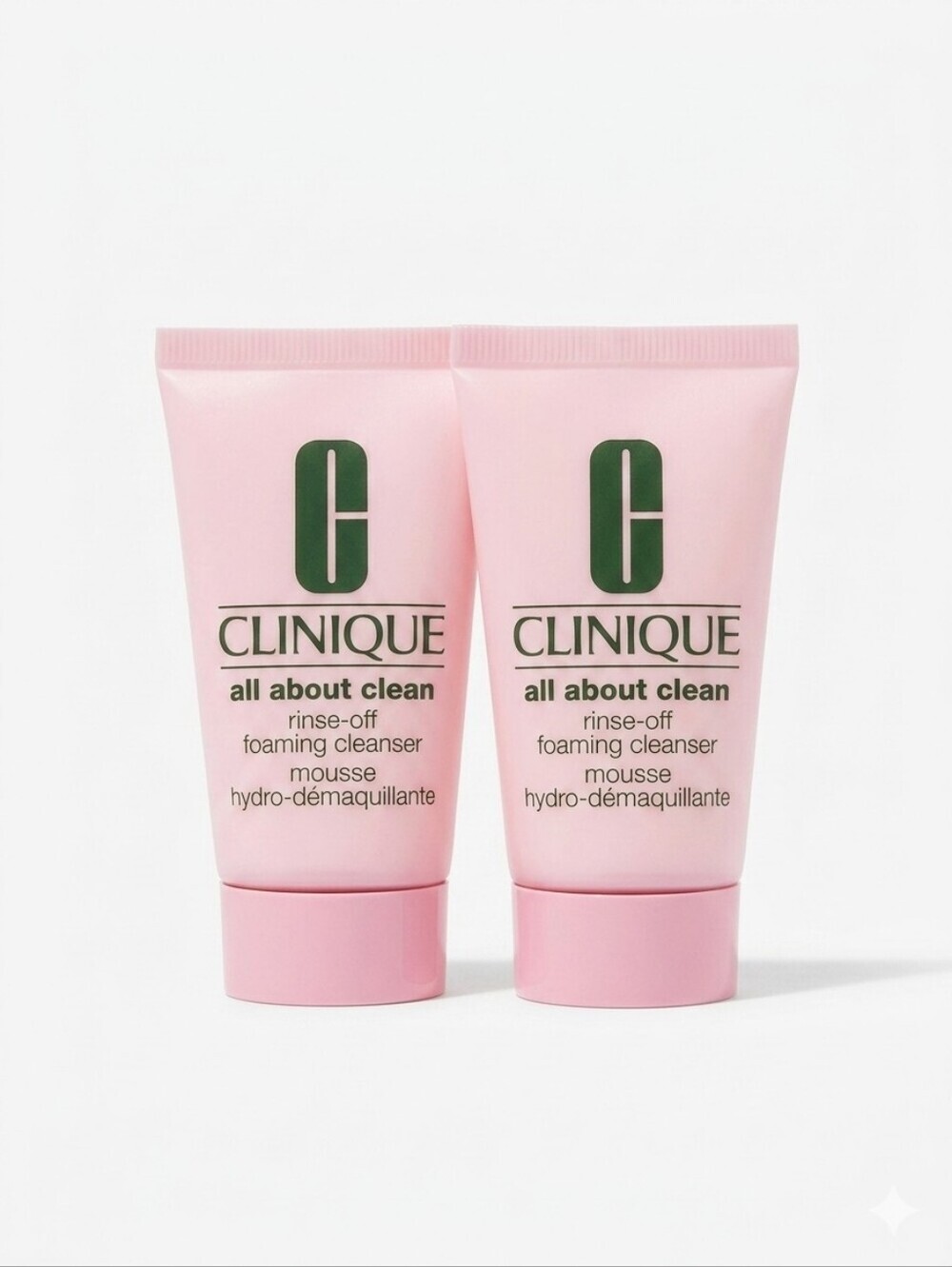 Lot of 2 Clinique All About Clean Rinse-Off Foaming Cleanser 1oz Travel Size Min